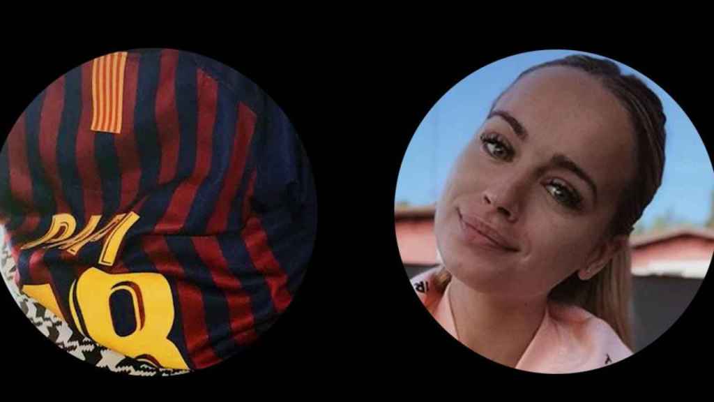 Romarey Ventura, mujer de Jordi Alba, con una foto de su hijo, Piero / FOTOMONTAJE DE CULEMANÍA