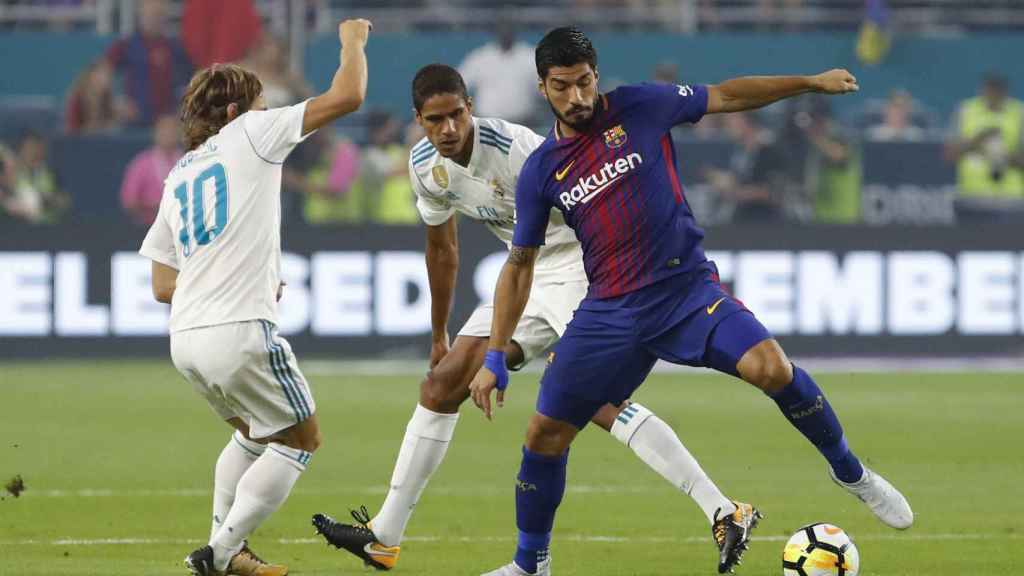 Luis Suárez, Varane y Modric en el clásico de Miami / EFE