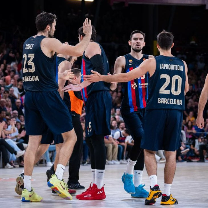 Jugadores del Barça de basket durante el clásico / FCB