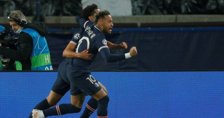 Neymar celebrando el gol de Marquinhos contra el City / EFE