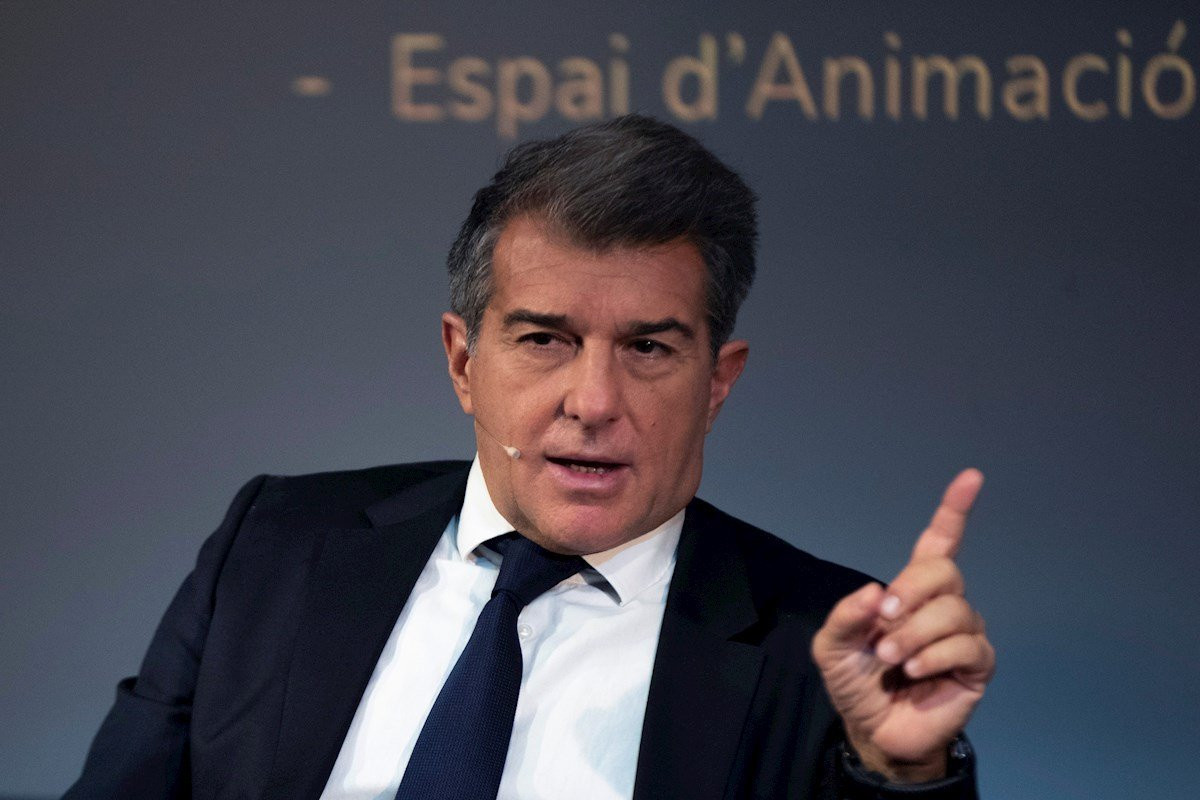 Joan Laporta en un acto de su candidatura / EFE