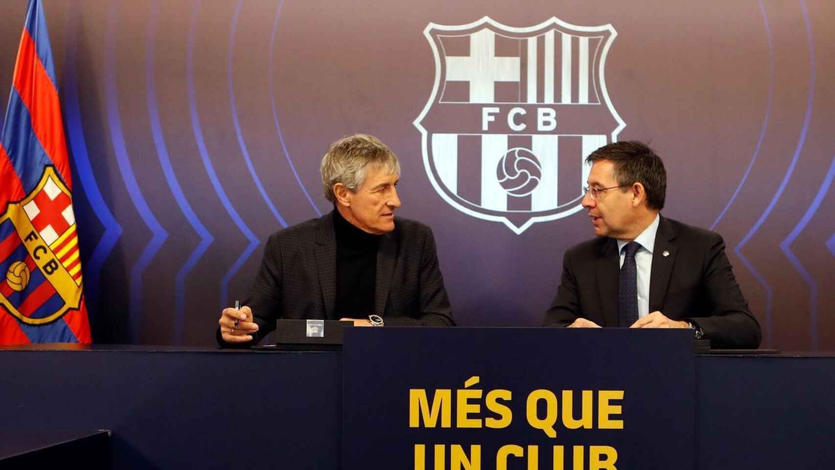 Bartomeu con Setién en su presentación / EFE