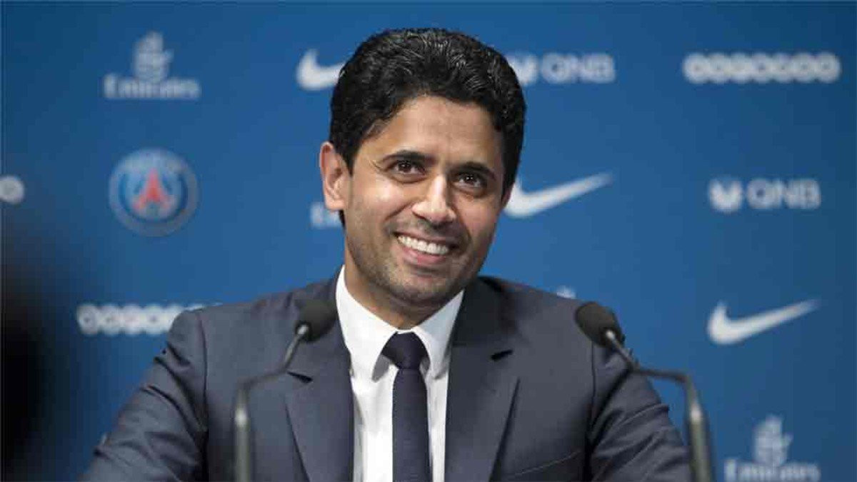 El presidente del PSG Nasser Al Khelaifi durante una rueda de prensa / EFE