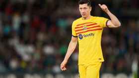 Robert Lewandowski, en una imagen del partido contra el Atlético de Madrid en el Camp Nou / REDES