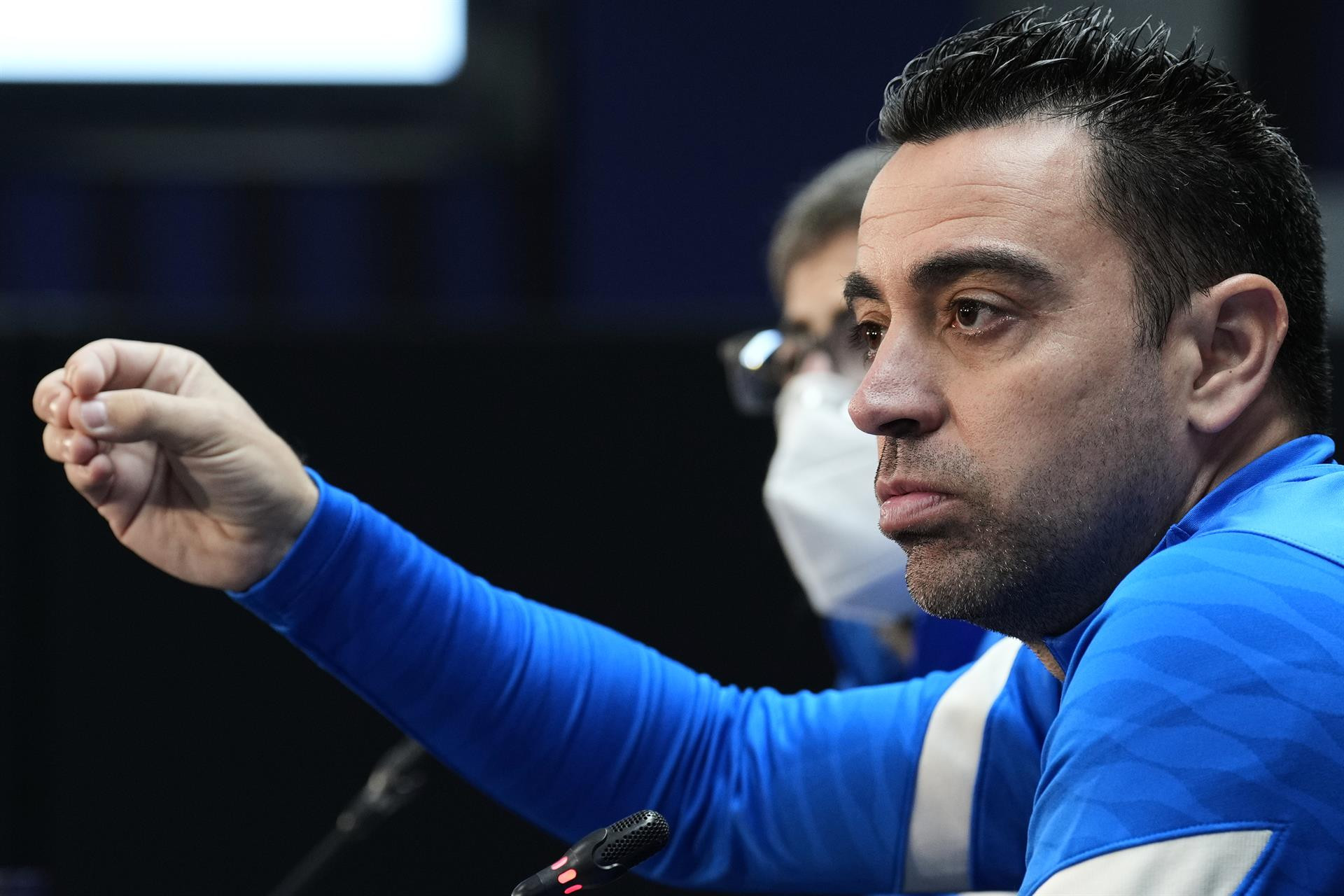 Xavi Hernandez, entrenador del Barça, en la rueda de prensa previa al partido contra el Eintracht / EFE