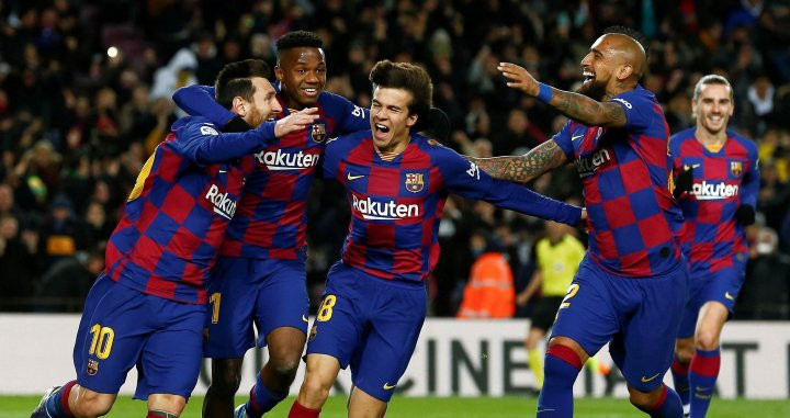 Riqui Puig celebra el gol de la victoria / EFE