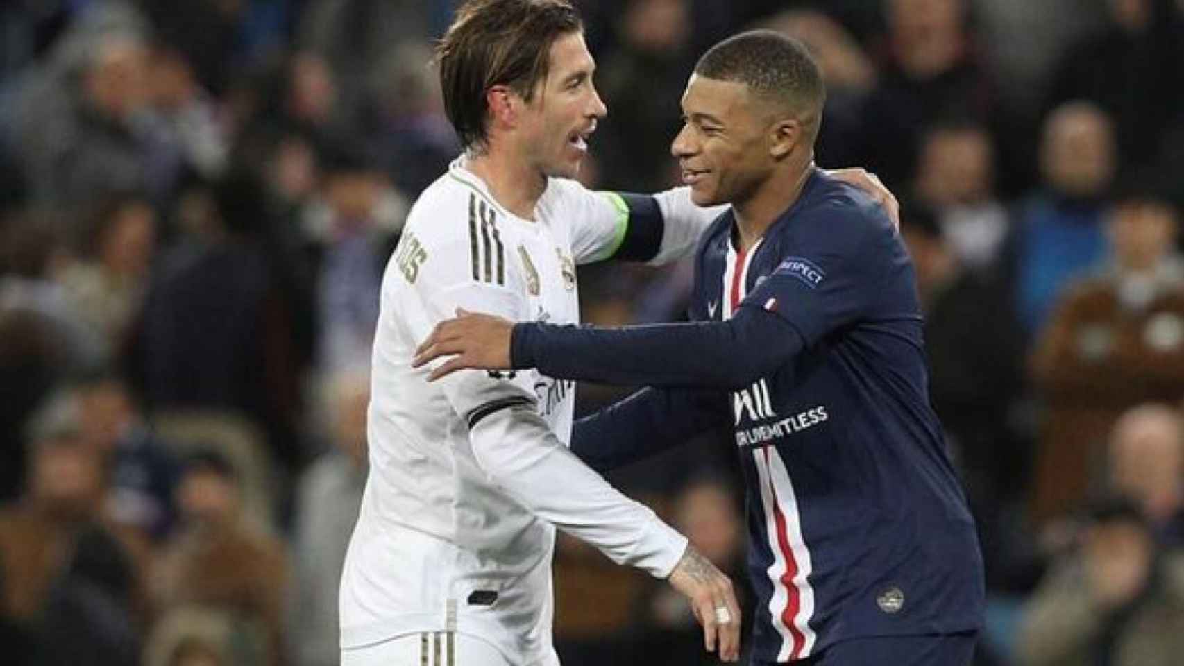 Ramos y Mbappé, en un PSG-Real Madrid de Champions / EFE