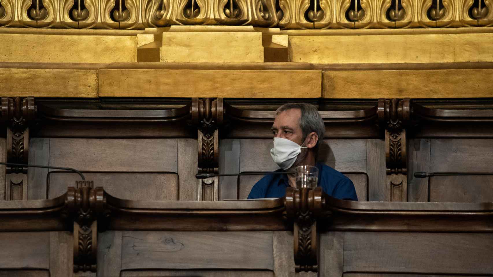 El concejal del ERC, Jordi Coronas, durante un pleno del Consejo Municipal del Ayuntamiento de Barcelona / EP