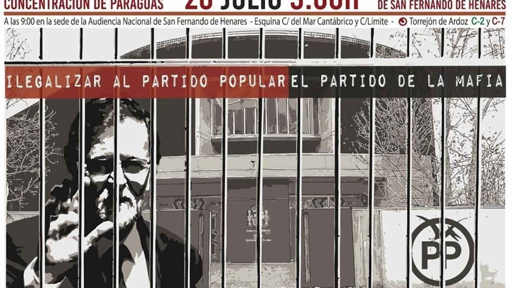 Cartel de los organizadores de las protestas en el que presentan al presidente tras unas rejas / EUROPA PRESS