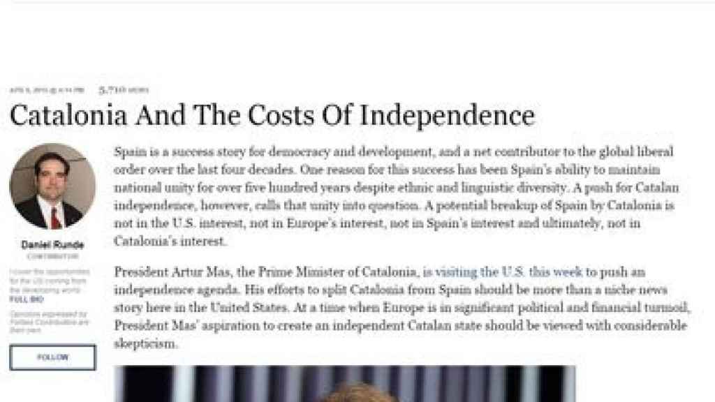 'Cataluña y los costes de la independencia', de Daniel Runde