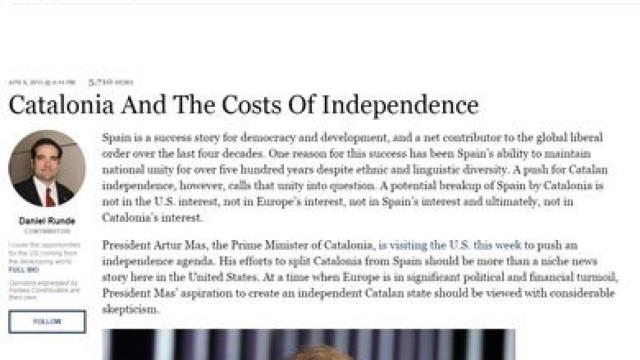 'Cataluña y los costes de la independencia', de Daniel Runde