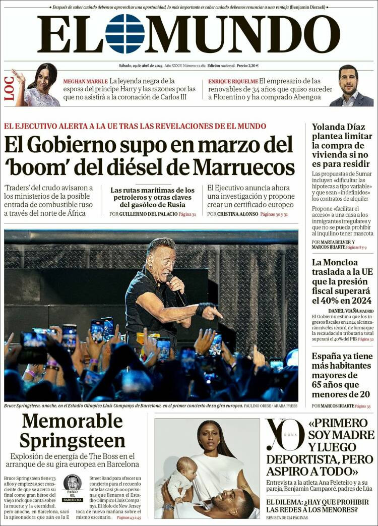 Portada de 'El Mundo' del 29 de abril de 2023