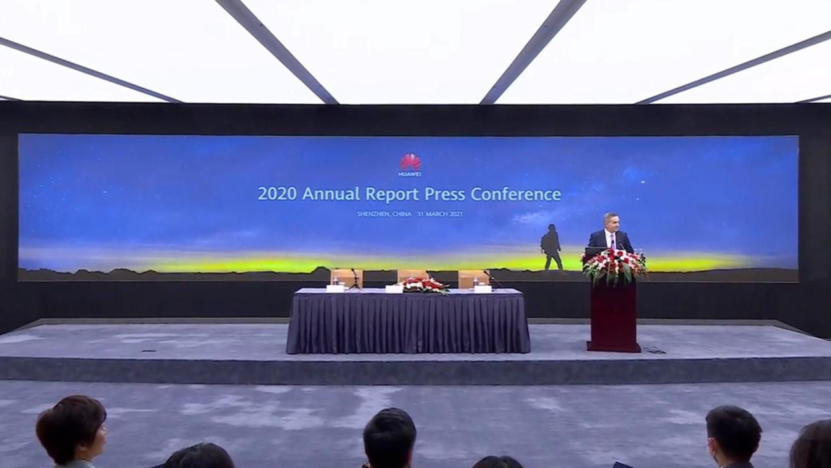 Presentación de resultados de Huawei durante la rueda de prensa de este miércoles / HUAWEI