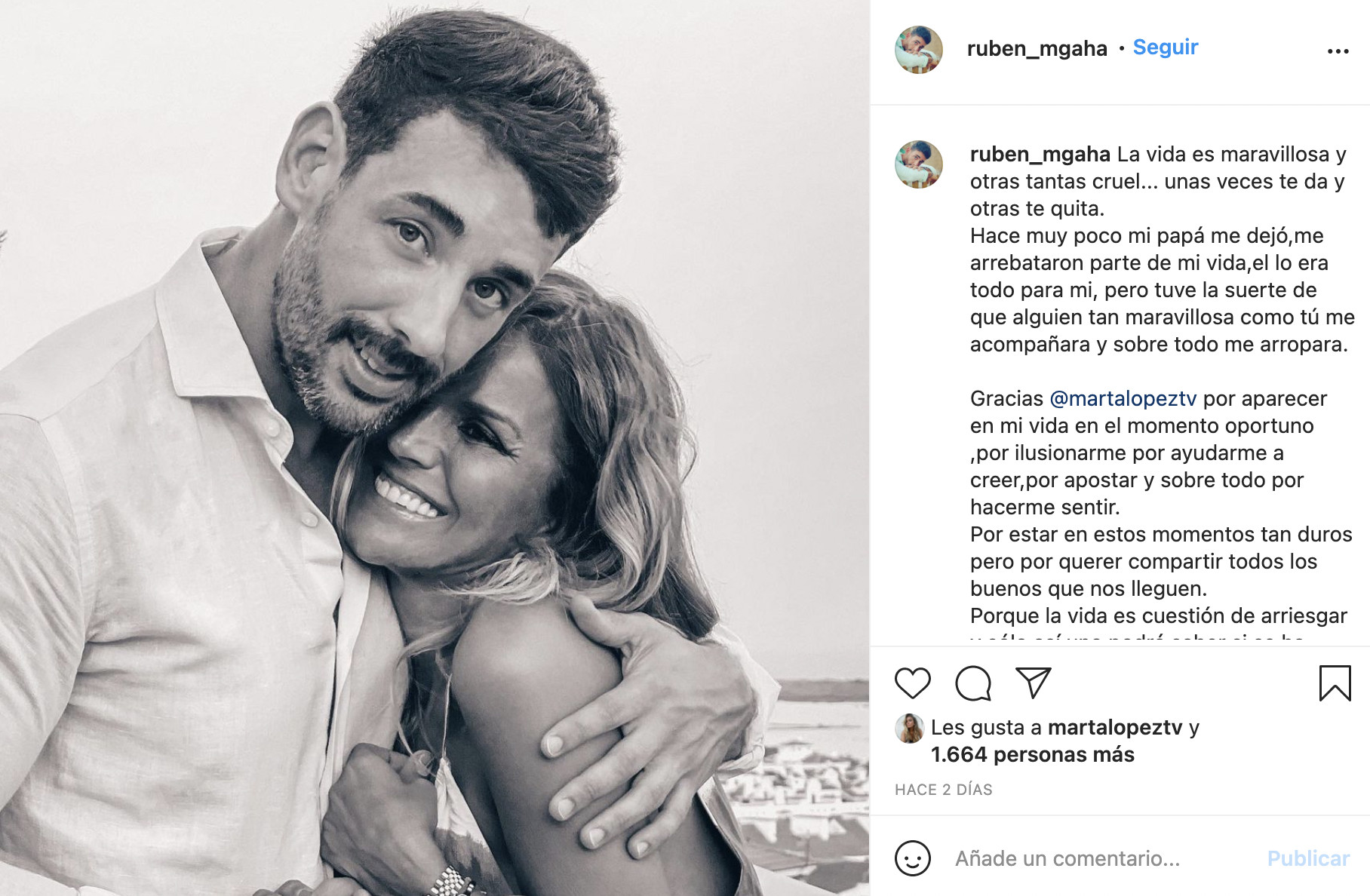 Publicación de Rubén en Instagram / @ruben_mgaha