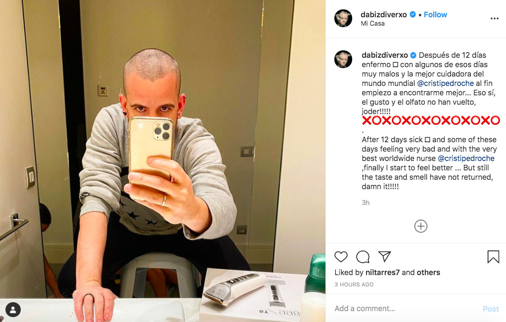 David Muñoz confiesa que se ha infectado del covid-19 / INSTAGRAM