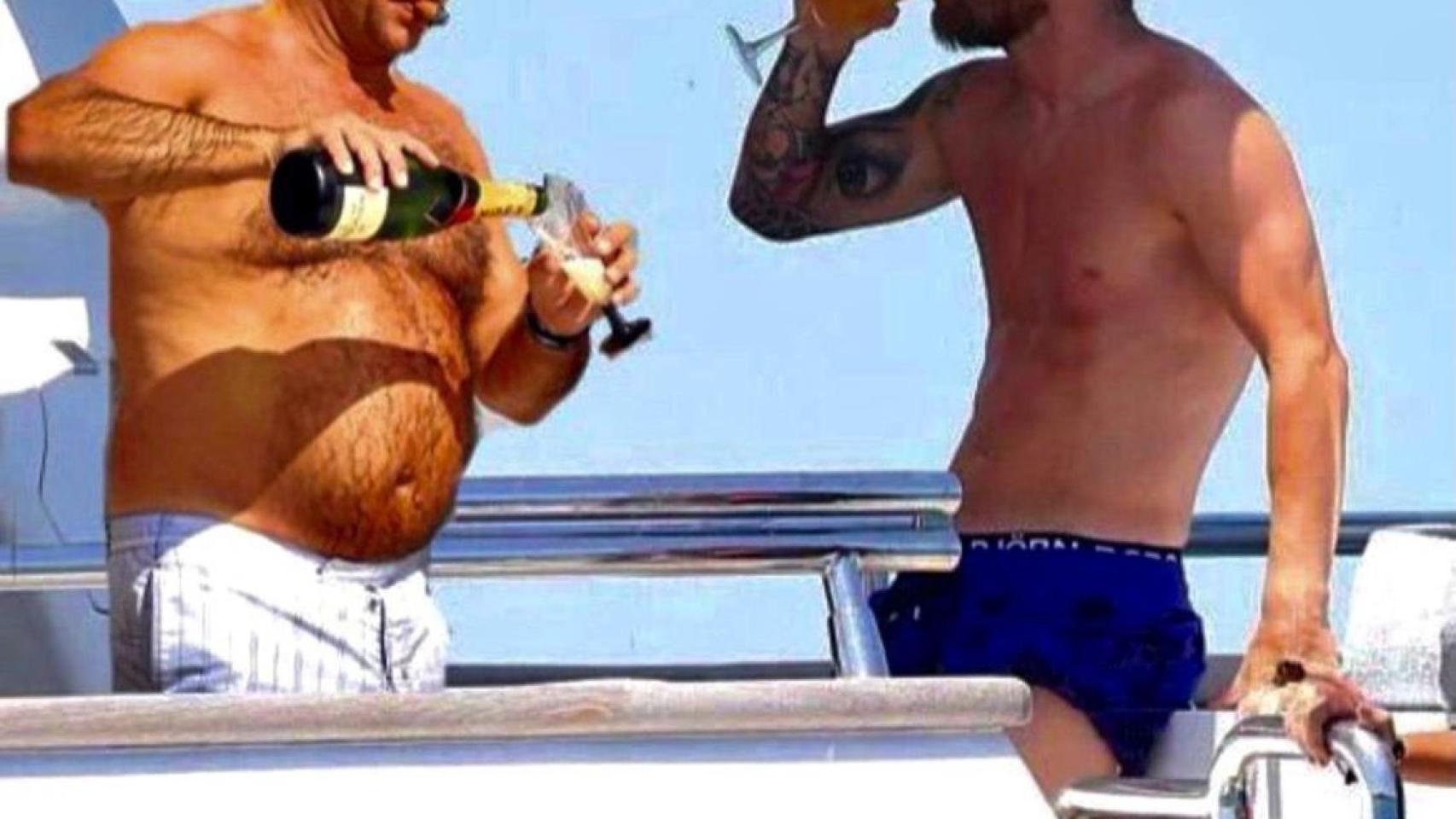 Laporta y Messi en un yate / Montaje de redes