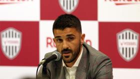 David Villa, en el Vissel Kobe, anunciando su retirada / EFE