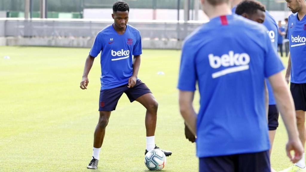 Ansu Fati en un entrenamiento del Barça / FC Barcelona