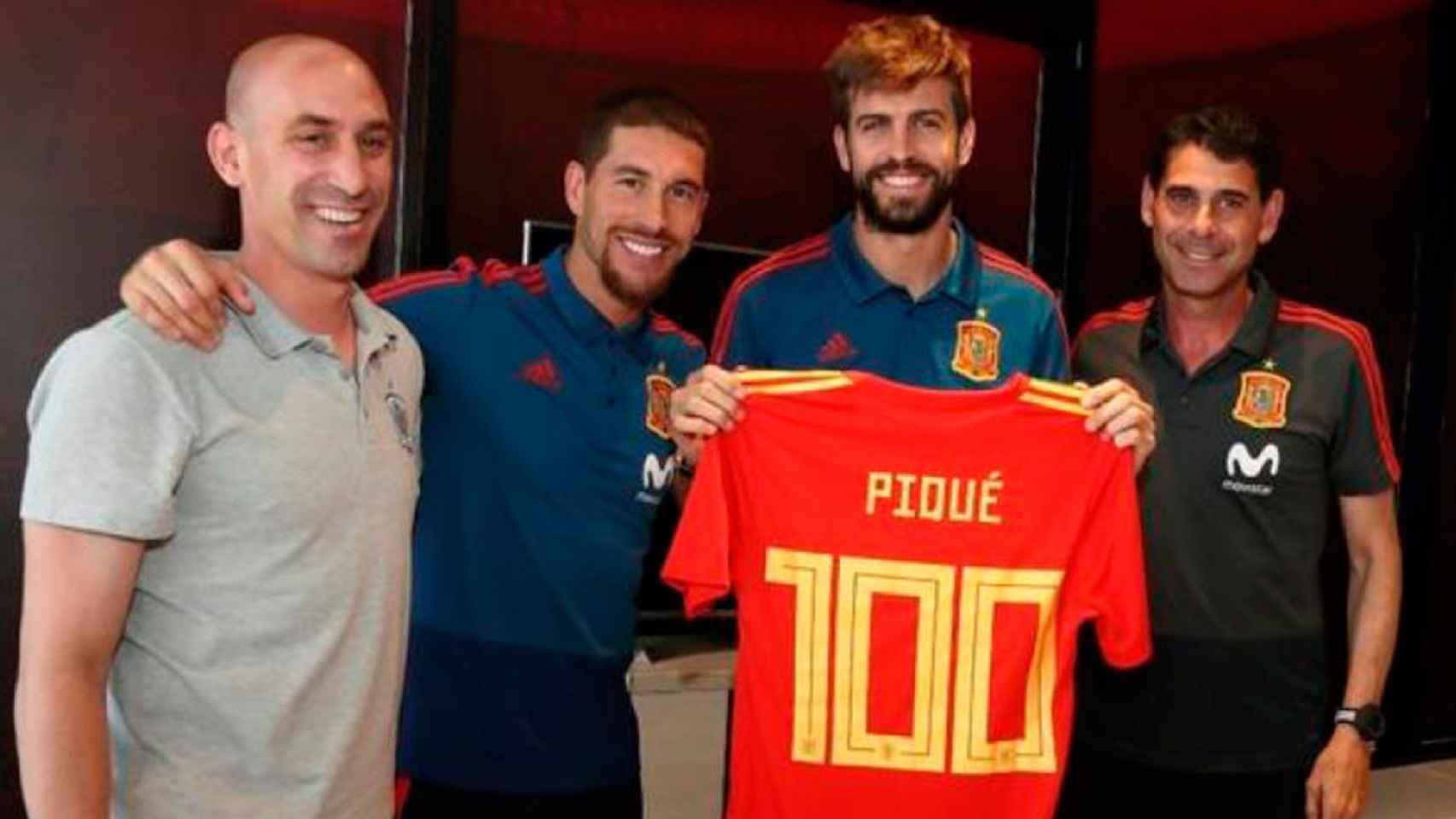 Luis Rubiales, Sergio Ramos, Gerard Piqué y Fernando Hierro / RFEF