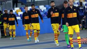Los jugadores del Barça antes de empezar el partido contra el Nápoles / FCB