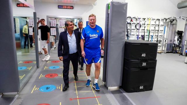 Joan Laporta y Ronald Koeman en las instalaciones del Barça, esta pretemporada / FCB