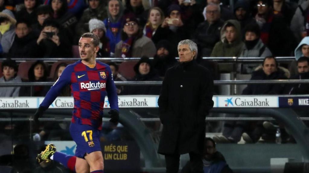 Griezmann y Quique Setién durante un encuentro /REDES