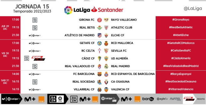 Horarios de la última jornada del año / REDES