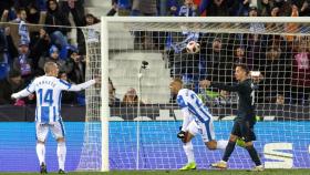 Los jugadores del Leganés celebran el primer gol frente al Real Madrid / EFE