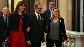 Imagen de archivo de Laura Borràs, Quim Torra y Elsa Artadi en el Parlament / EFE