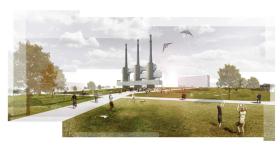 Proyecto de pirámide en las Tres Chimeneas del Besòs en Barcelona / THE SCHOOL OF ARCHITECTURE