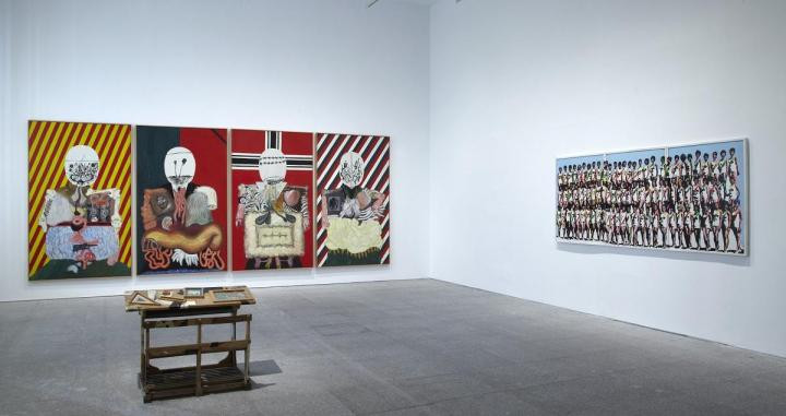 El políptico Los cuatro dictadores de Eduardo Arroyo, en una de las salas del Museo Reina Sofía. MNCARS