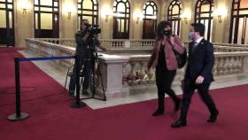 Llegada de Pere Aragonès al pleno del Parlament