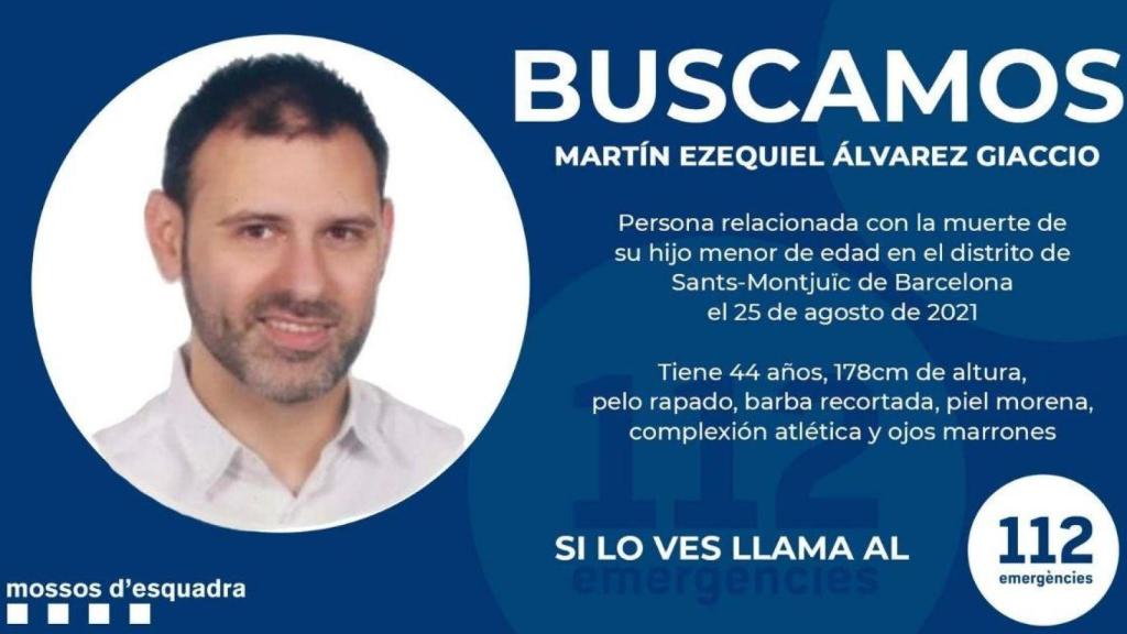Fotografía y datos de Martín Ezequiel Álvarez Giaccio divulgados por los Mossos d'Esquadra / MOSSOS