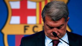 Joan Laporta comparece para explicar la salida de Messi / EFE