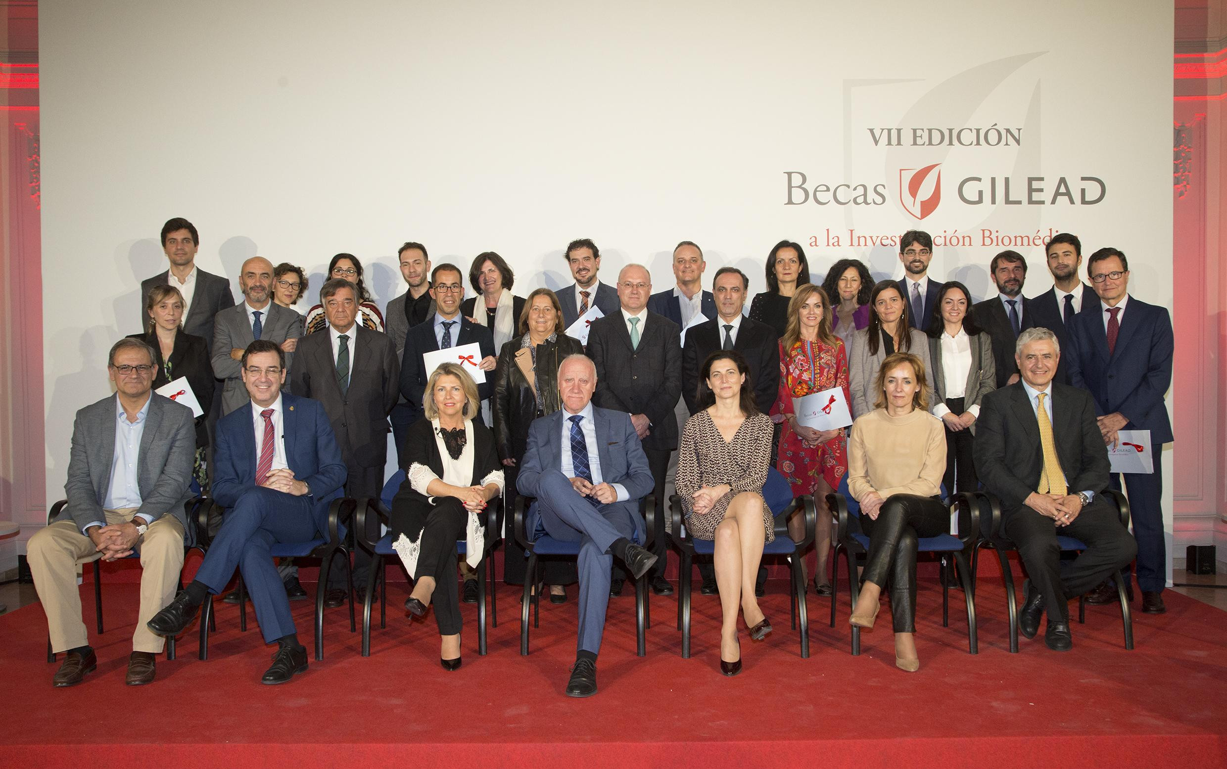 Imagen de los premiados en las VII Becas Gilead a la Investigación Biomédica