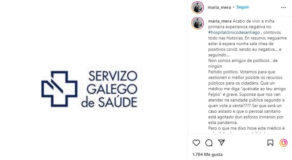 Queja de la actriz María Mera / INSTAGRAM