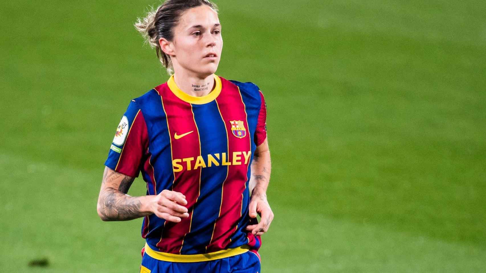 Mapi León en un partido con el Barça Femenino / FCB