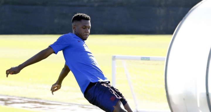 Una foto de Ansu Fati durante un entrenamiento del Barça / FCB