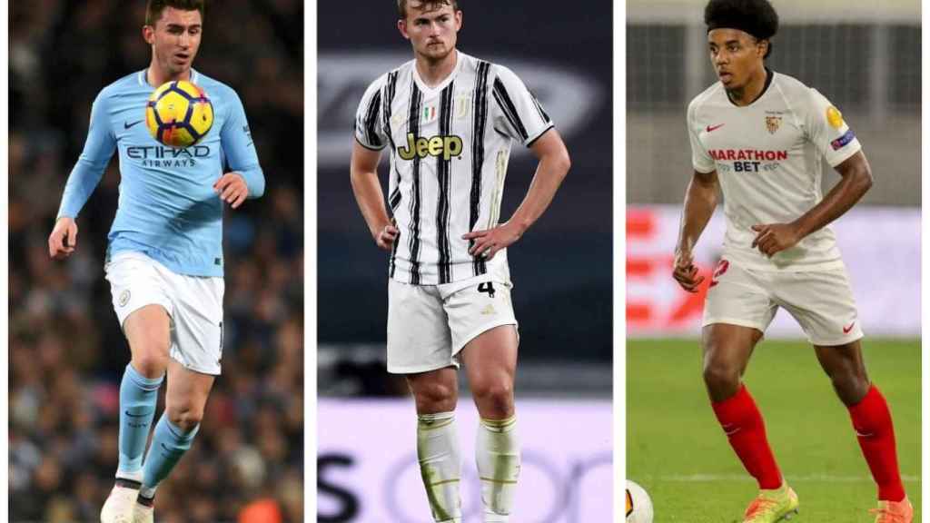 Laporte, De Ligt y Kounde, en un montaje / REDES