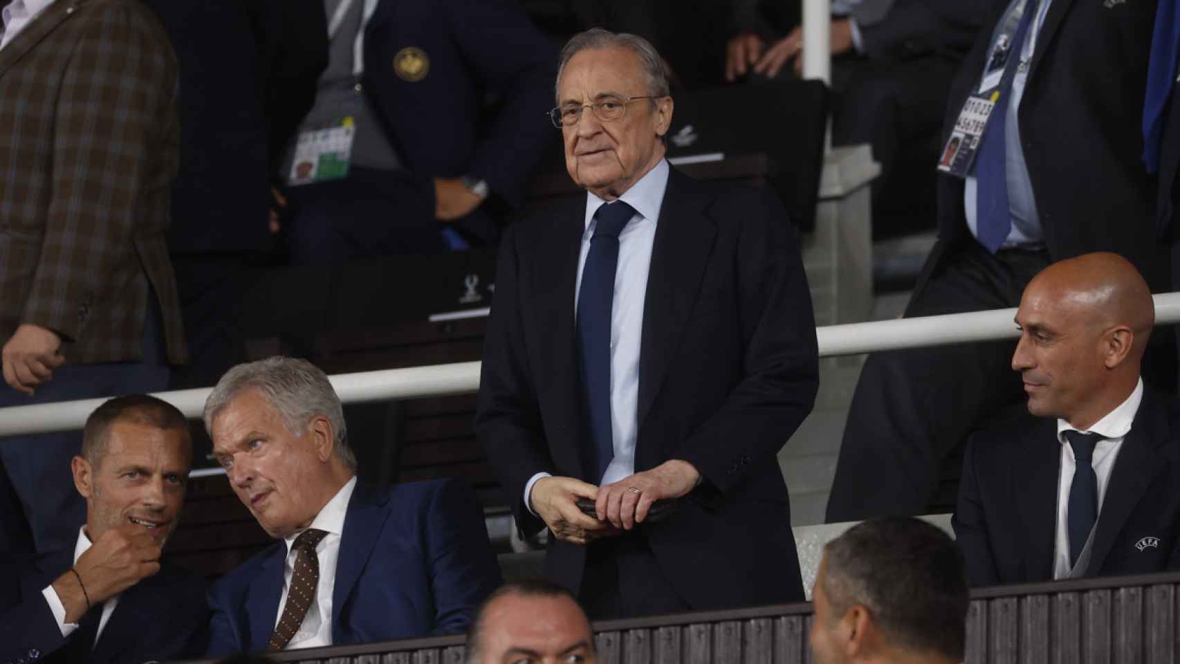 Florentino Pérez, presidente del Real Madrid, durante la Supercopa de Europa / EFE