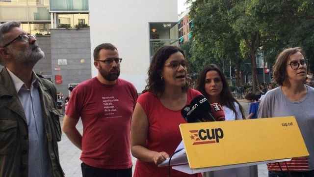 Natàlia Sànchez (CUP) en una rueda de prensa para conmemorar el segundo aniversario del 1-O / EUROPA PRESS