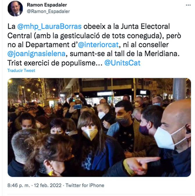 El tuit del diputado Ramon Espadaler / TWITTER