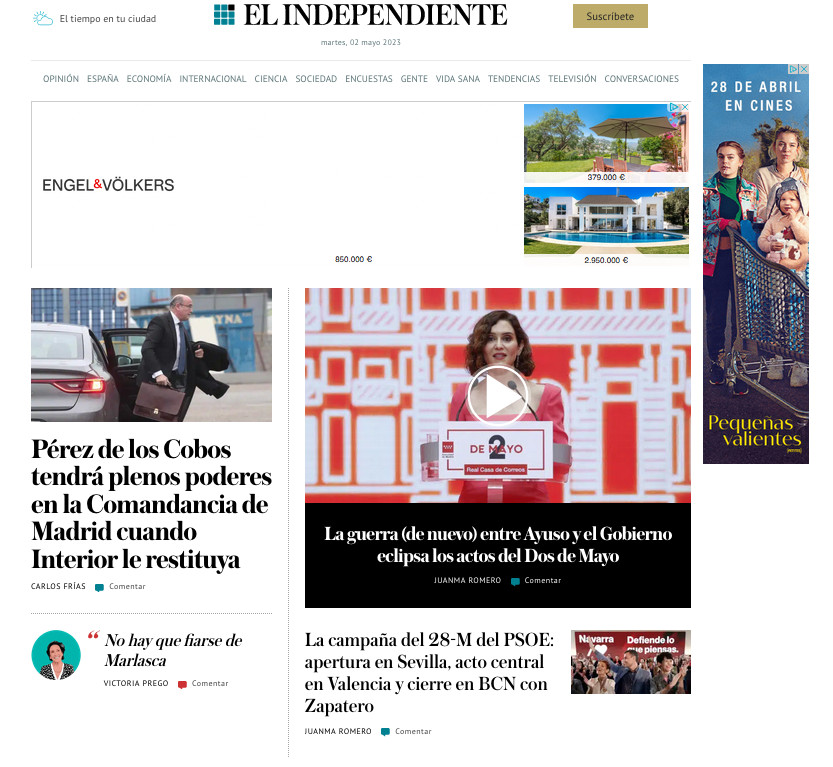 Portada de 'El Independiente' de 2 de mayo de 2023 