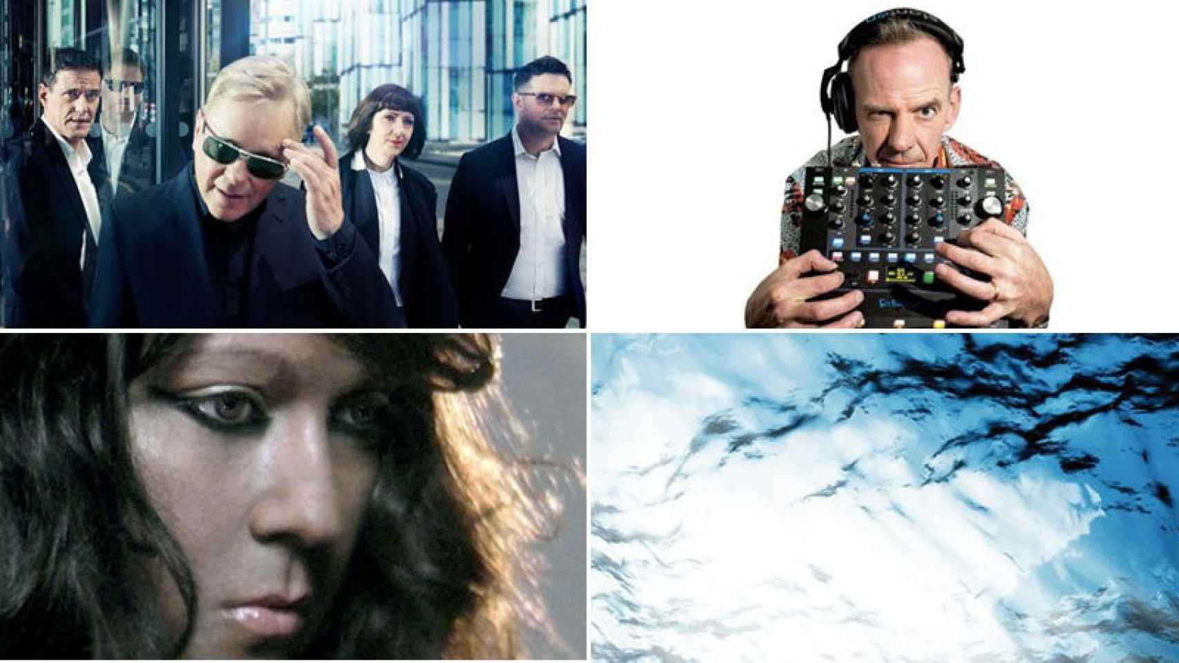 De izquieda a derecha y de arriba a abajo: New Order, Fatboy Slim, Antony and The Johnsons y 'Become Ocean' de John Luther Adams.