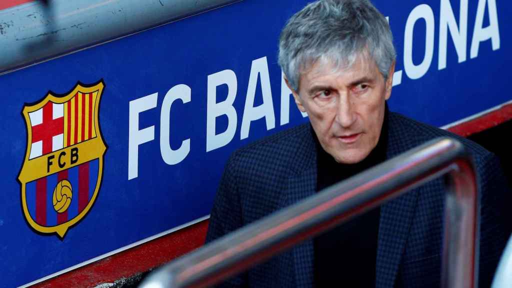 Quique Setién, en su presentación como técnico del Barça en el Camp Nou | EFE