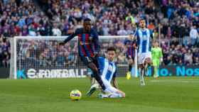 Dembele, en acción durante el último partido de liga contra el Espanyol / Luis Miguel Añón (Culemanía)