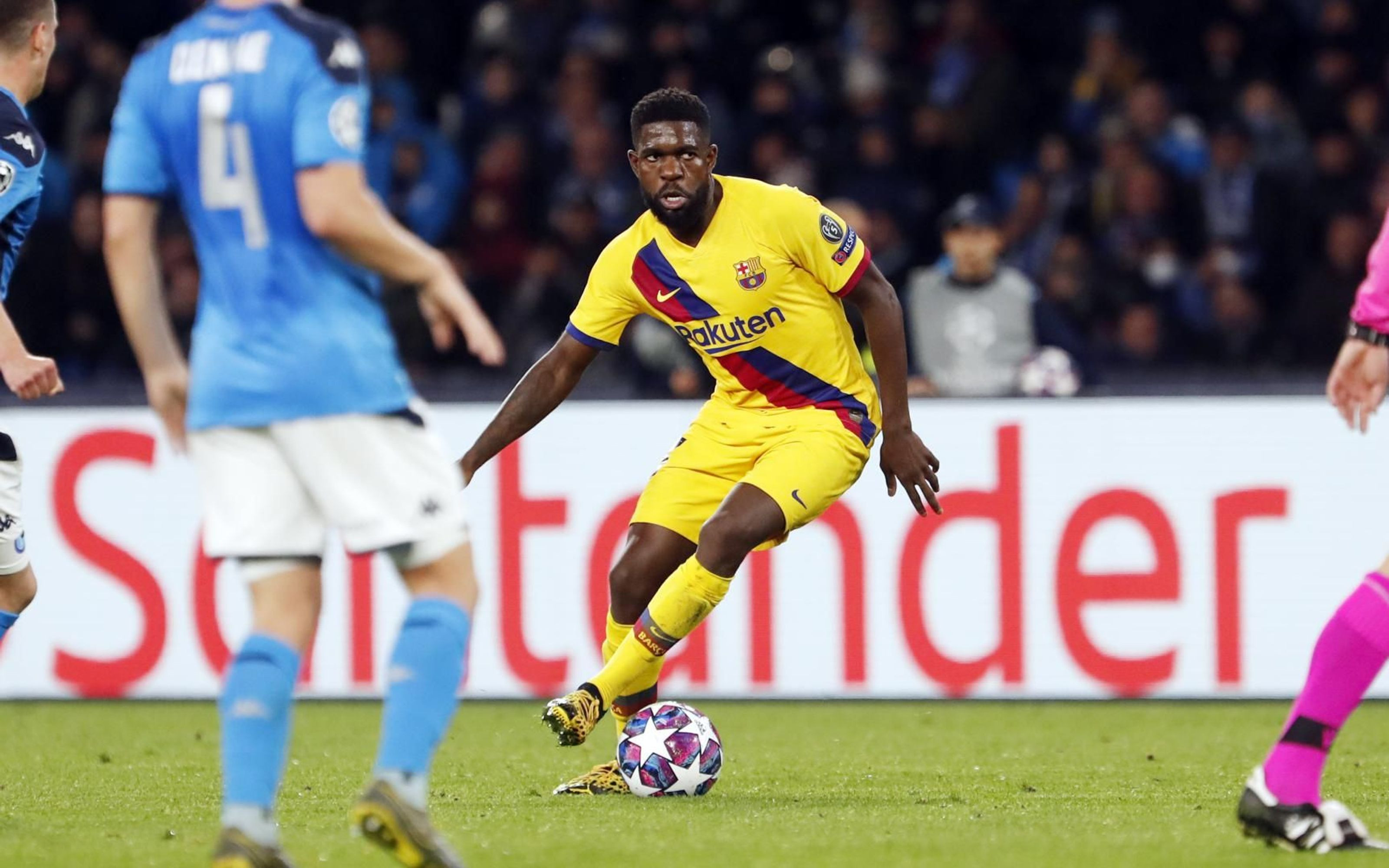 Samuel Umtiti en una acción del Nápoles-Barça / FC Barcelona