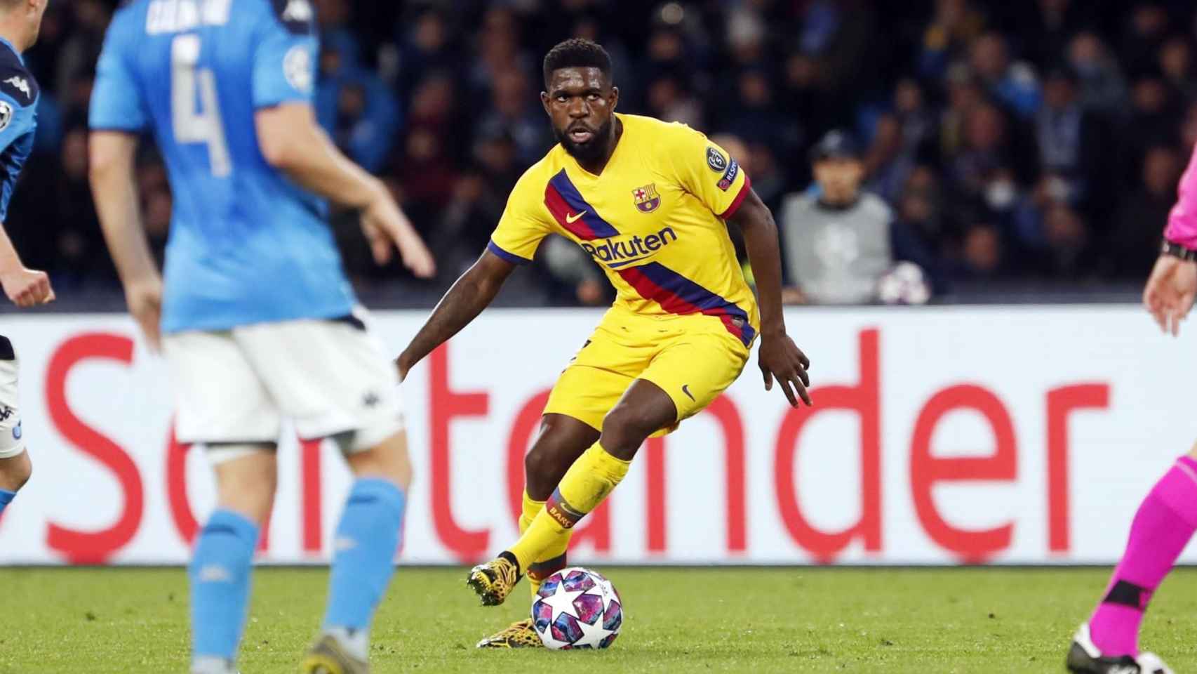 Samuel Umtiti en una acción del Nápoles-Barça / FC Barcelona