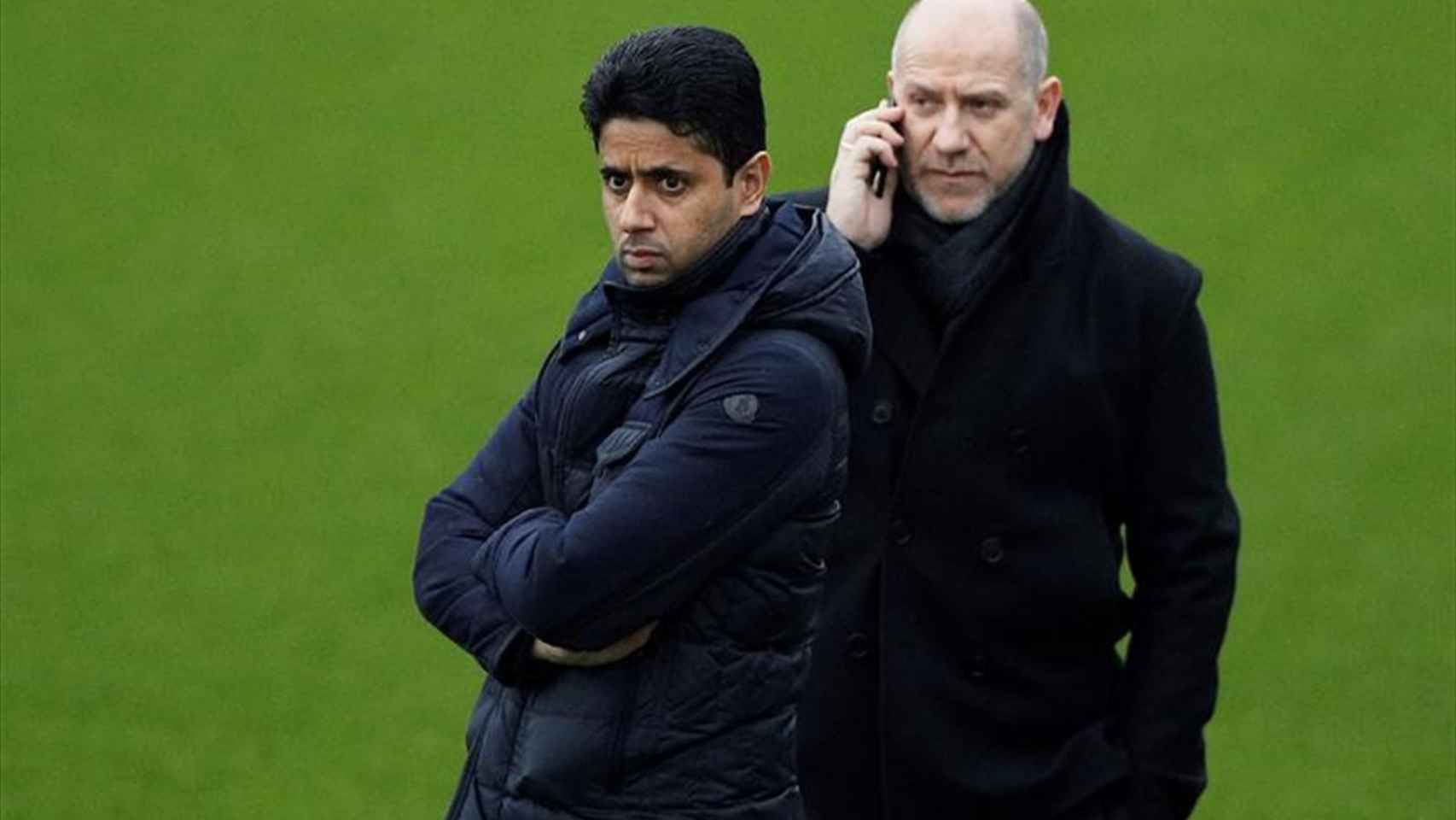 El presidente del PSG Nasser Al Khelaifi (izquierda) junto con el director deportivo Antero Henrique (derecha) / EFE