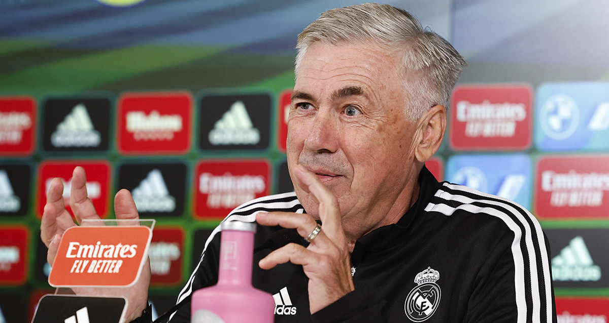 Carlo Ancelotti, durante una rueda de prensa del Real Madrid / EFE